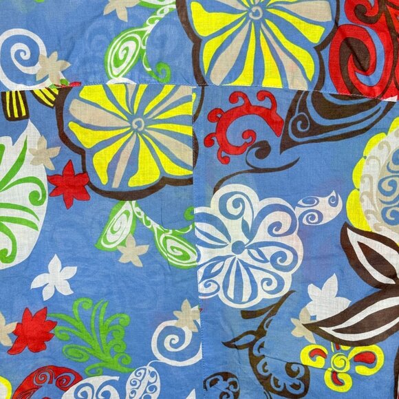 Chico’s Blue Multicolor Floral Abstract Button Front Shirt Top Size 0 S - Picture 9 of 10